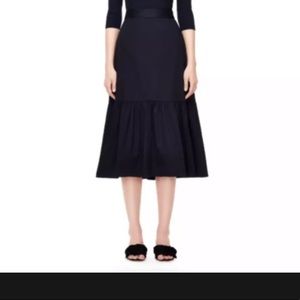 Rebecca Taylor black midi skirt ruffle bottom 10
